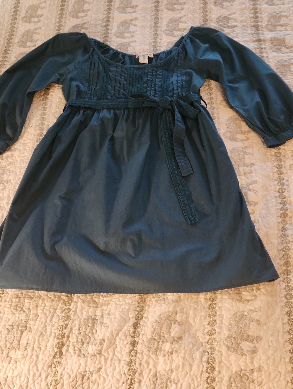 Forever Teal Empire-Waist 3/4 Sleeve Tunic
